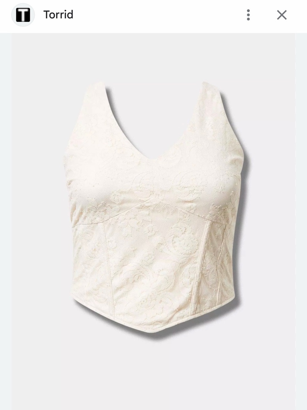 torrid Cream Lace Corset-Inspired Crop Top